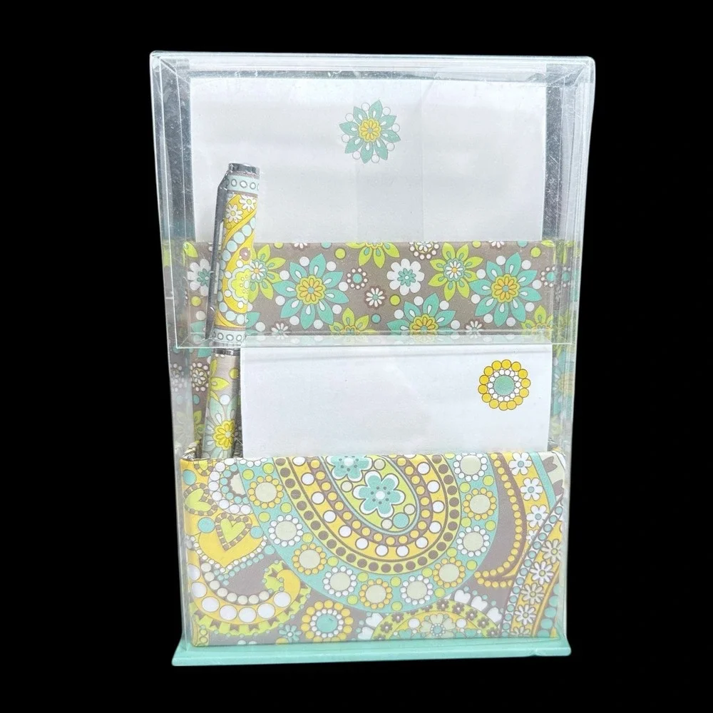 Vera Bradley ~ On That Note Lemon Parfait ~ Desktop Stationery Set‎ NOS Sealed